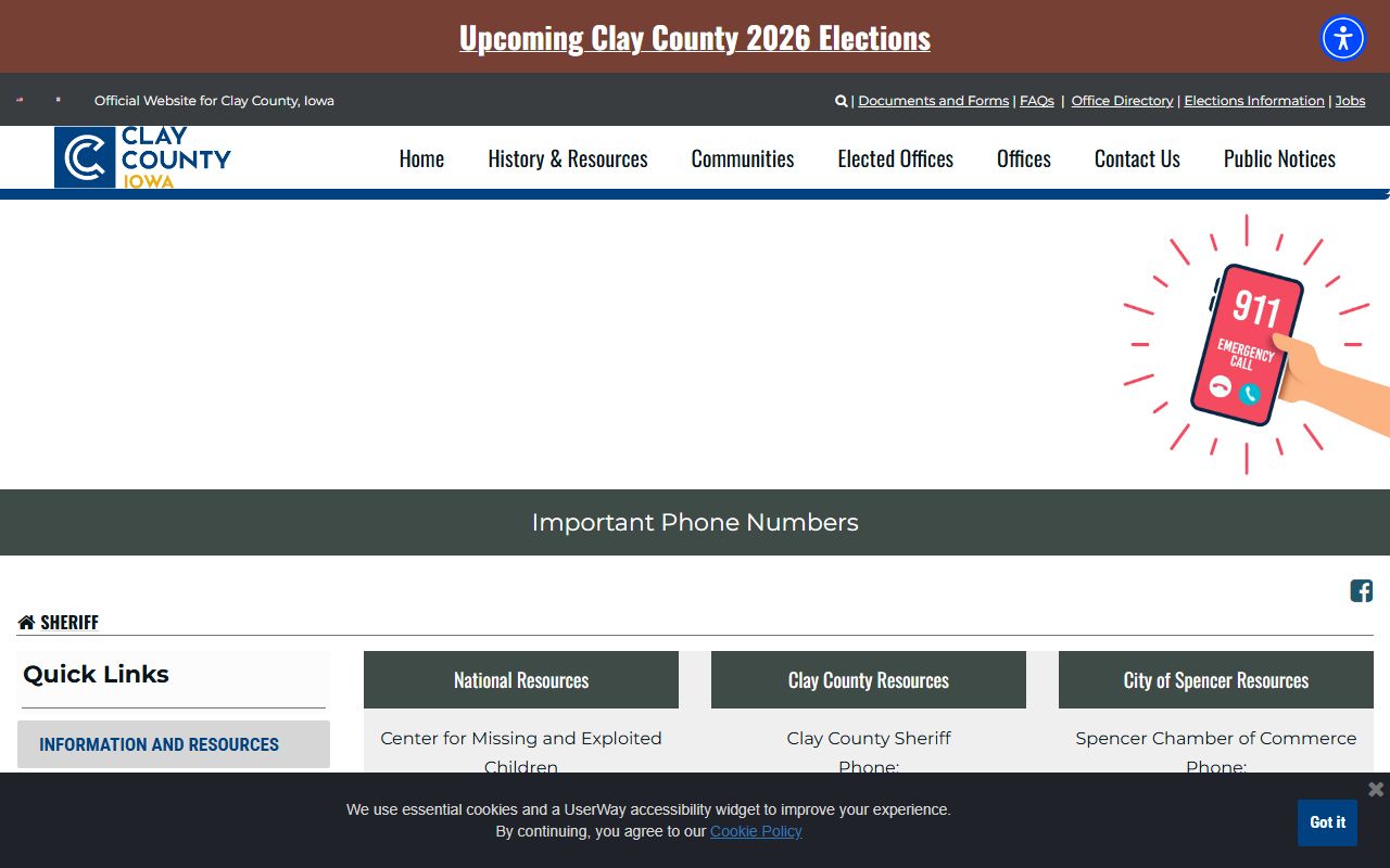 Clay County important phone numbers for court records after a jail arrest